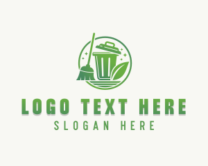 Recycling Bin - Broom Eco Trash logo design