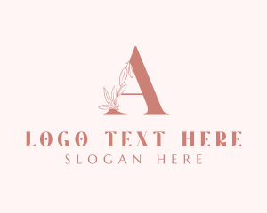 Pink - Elegant Leaves Letter A logo design