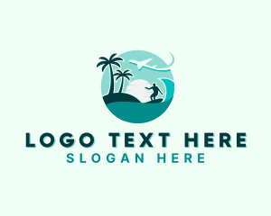 Palm Tree - Holiday Beach Surfing logo design