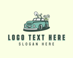 Shovel - Pickup Truck Gardening logo design