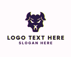 Tough - Tough Bull Glitch logo design