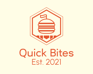 Hexagon Burger Fast Food  logo design