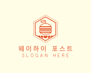 Hexagon Burger Fast Food  logo design