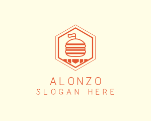 Hexagon Burger Fast Food  logo design