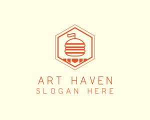 Hexagon Burger Fast Food  logo design