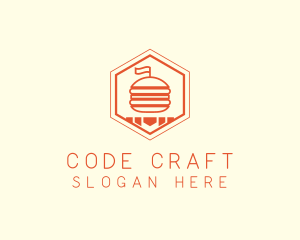 Hexagon Burger Fast Food  logo design