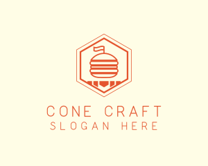 Hexagon Burger Fast Food  logo design