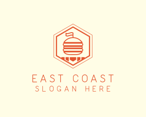 Hexagon Burger Fast Food  logo design