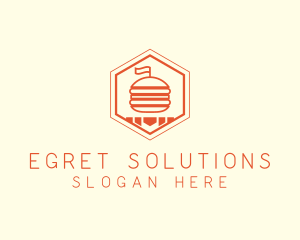 Hexagon Burger Fast Food  logo design