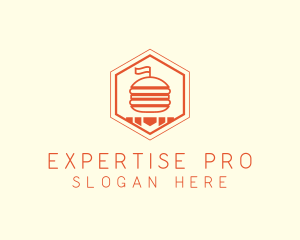 Hexagon Burger Fast Food  logo design