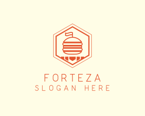 Hexagon Burger Fast Food  logo design