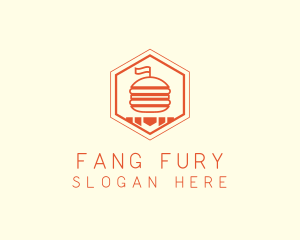 Hexagon Burger Fast Food  logo design