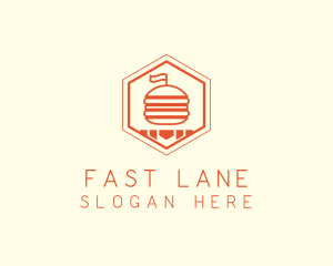 Hexagon Burger Fast Food  logo design