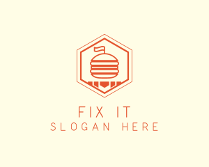 Hexagon Burger Fast Food  logo design