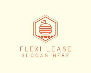 Hexagon Burger Fast Food  logo design