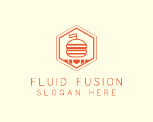 Hexagon Burger Fast Food  logo design