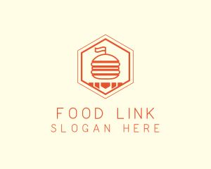 Hexagon Burger Fast Food  logo design