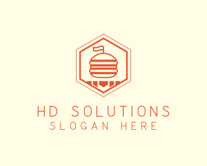 Hexagon Burger Fast Food  logo design