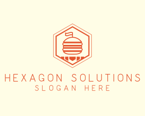 Hexagon Burger Fast Food  logo design