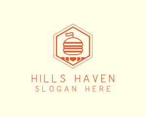 Hexagon Burger Fast Food  logo design