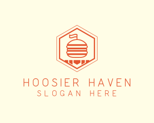 Hexagon Burger Fast Food  logo design