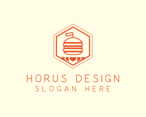 Hexagon Burger Fast Food  logo design