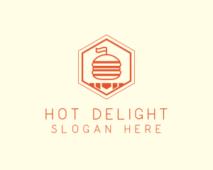 Hexagon Burger Fast Food  logo design