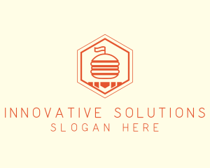 Hexagon Burger Fast Food  logo design