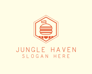 Hexagon Burger Fast Food  logo design