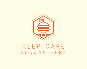 Hexagon Burger Fast Food  logo design