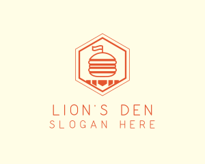 Hexagon Burger Fast Food  logo design