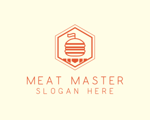 Hexagon Burger Fast Food  logo design