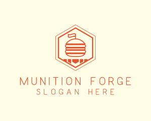 Hexagon Burger Fast Food  logo design