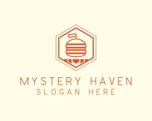 Hexagon Burger Fast Food  logo design