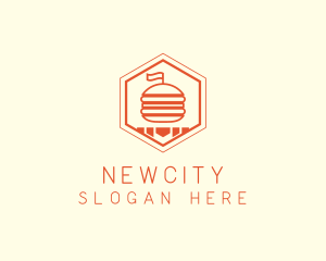 Hexagon Burger Fast Food  logo design