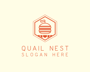 Hexagon Burger Fast Food  logo design