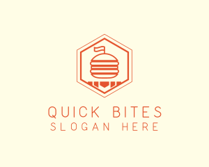 Hexagon Burger Fast Food  logo design