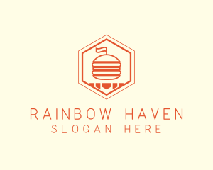 Hexagon Burger Fast Food  logo design