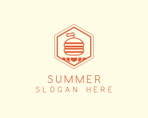 Hexagon Burger Fast Food  logo design