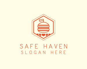 Hexagon Burger Fast Food  logo design