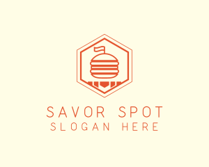 Hexagon Burger Fast Food  logo design