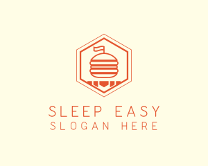 Hexagon Burger Fast Food  logo design