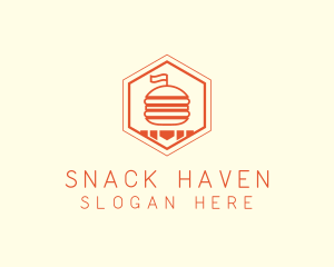 Hexagon Burger Fast Food  logo design