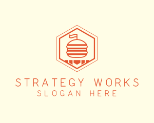 Hexagon Burger Fast Food  logo design