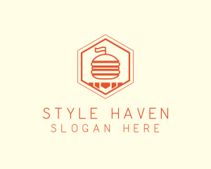 Hexagon Burger Fast Food  logo design