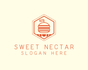 Hexagon Burger Fast Food  logo design