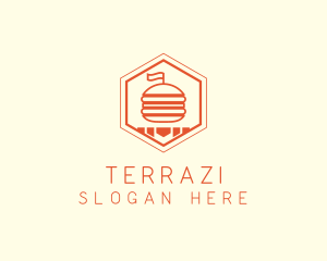 Hexagon Burger Fast Food  logo design