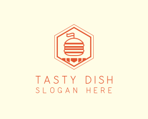 Hexagon Burger Fast Food  logo design