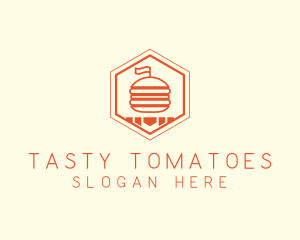 Hexagon Burger Fast Food  logo design