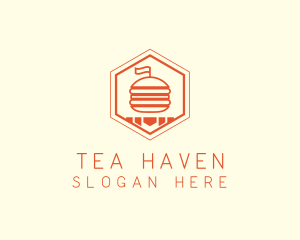 Hexagon Burger Fast Food  logo design